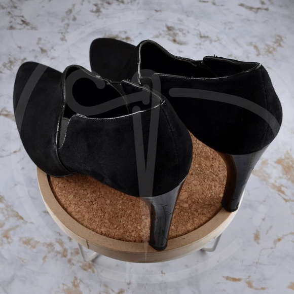 W 9.5M Black Leather Suede, Franco Sarto Booties - Picture 4 of 6